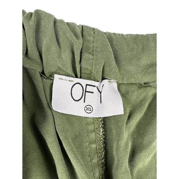 OFY - Elasticated Waist Loose Fit Pants in Green - Picture 2 of 3
